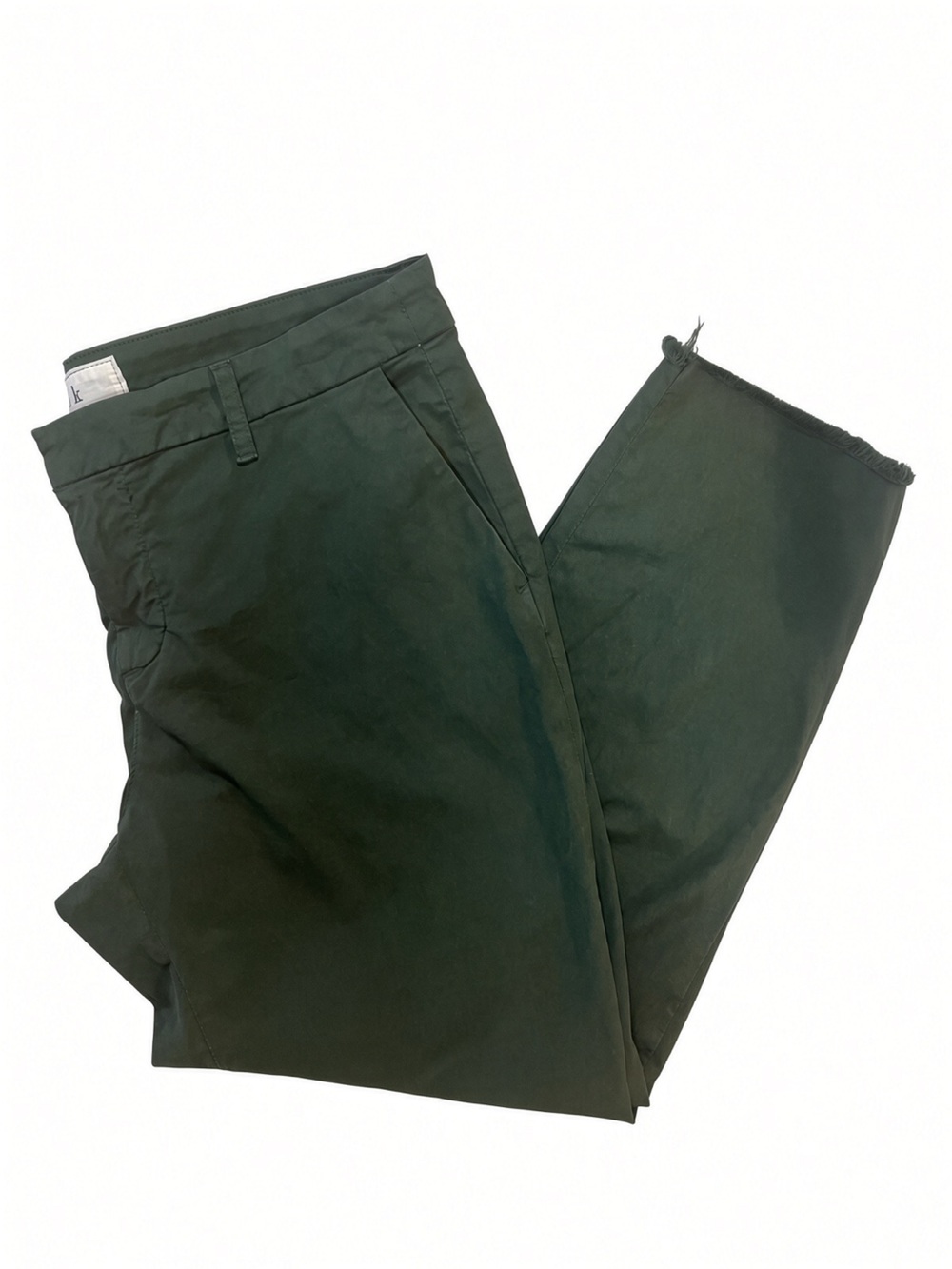 Frank & Eileen Green Wicklow Chino Distressed Raw Hem Pants 12
